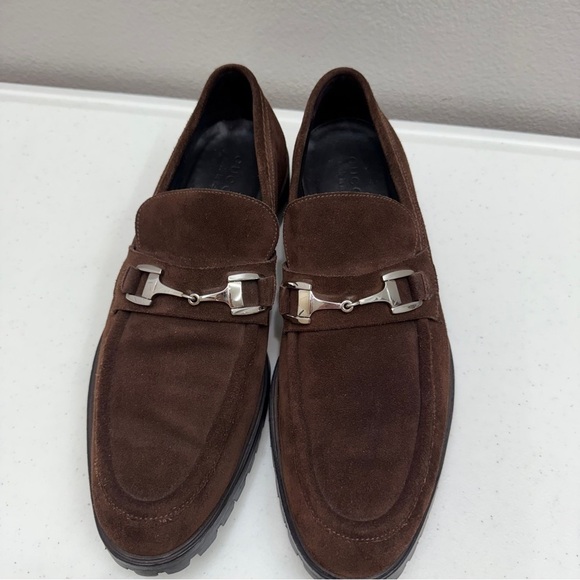 Gucci Loafers Mens Size 11.5 Shoes Horsebit Suede Brown Designer main image 10